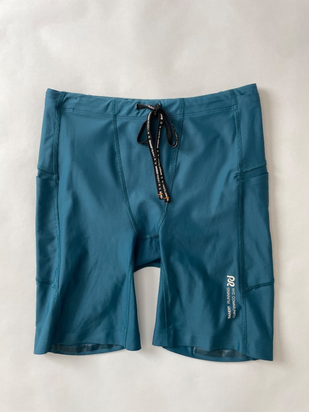 Bandit Running Gridlock 7" Pocket Half Tight Shorts, Blue Spandex, Men's Medium